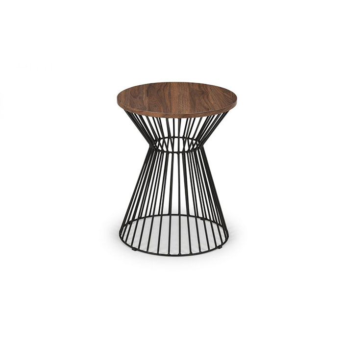 Jersey Round Wire Lamp Table In Walnut - Click Image to Close